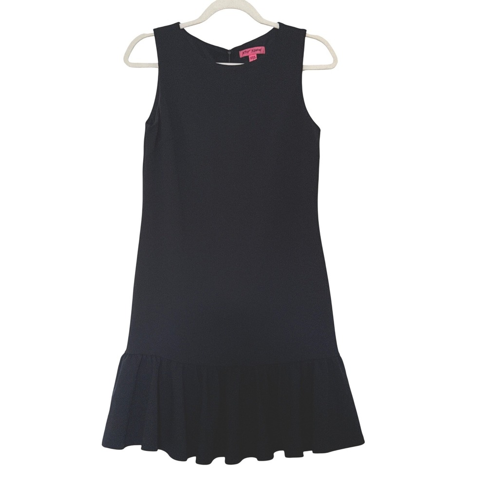 Betsey Johnson Sleeveless Ruffle Hem‎ Sheath Dress Sz 4 Navy Blue Cocktail Party